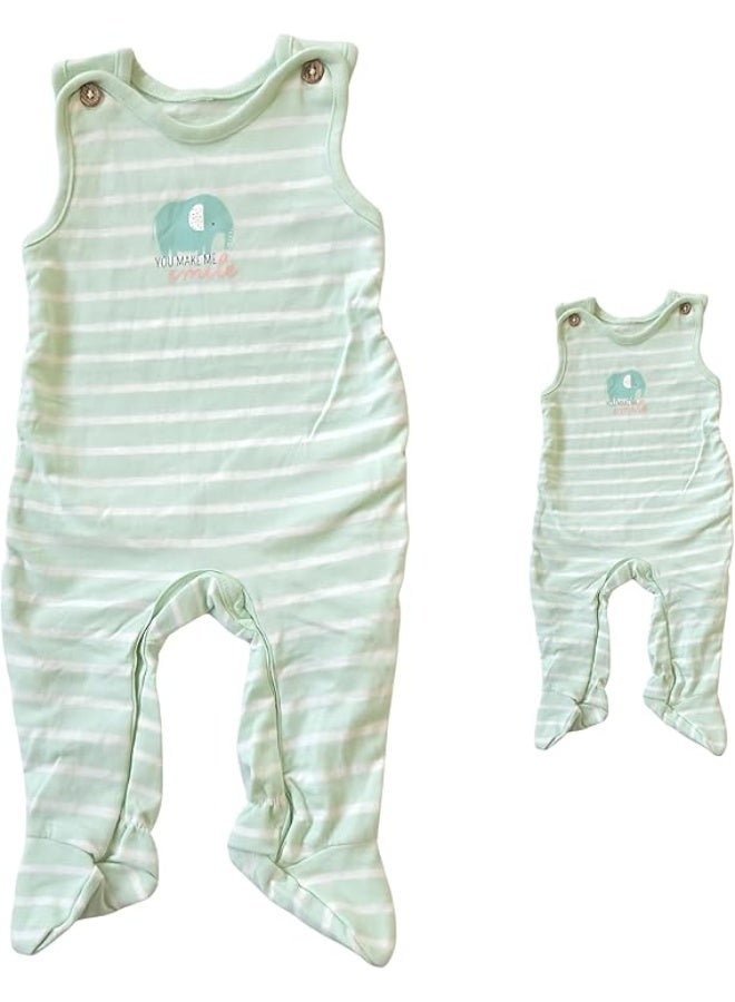 MINIIMODZ MINII MODZ Green Elephant Print Jumpsuit Design Sleeveless Romper for Baby Boys & Girls | One-Piece Romper | | Baby Girls' One-Piece Rompers, Footies & Jumpsuits - Image 1